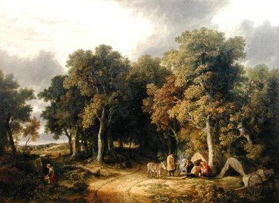Campement dans un paysage boisé - James Stark