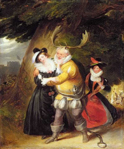 Falstaff au chêne de Herne de Les Joyeuses Commères de Windsor, Acte V, Scène V, 1832 - James Stephanoff