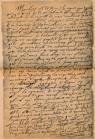 Lettre de la reine Elizabeth I 1533-1603 au roi Jacques VI 1566-1625, 1898 - James Stillie