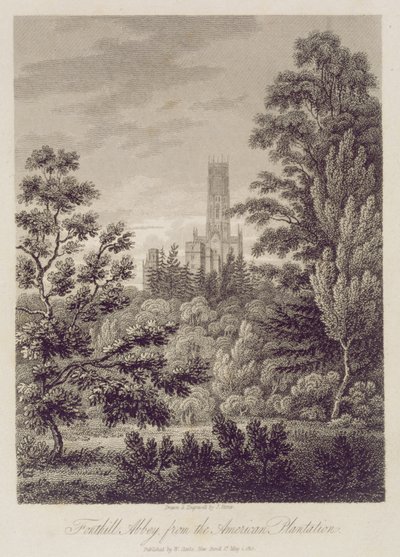 Abbaye de Fonthill depuis la plantation américaine, publiée par W. Clarke, New Bond Street, 1812 - James Storer