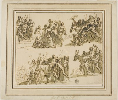 Cinq esquisses pour le triomphe de Silène - James Thornhill