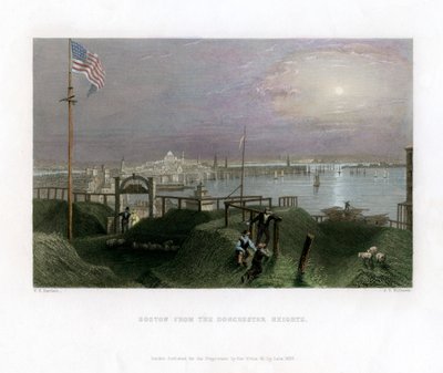 Boston vu des hauteurs de Dorchester, USA, 1838 - James Tibbitts Willmore