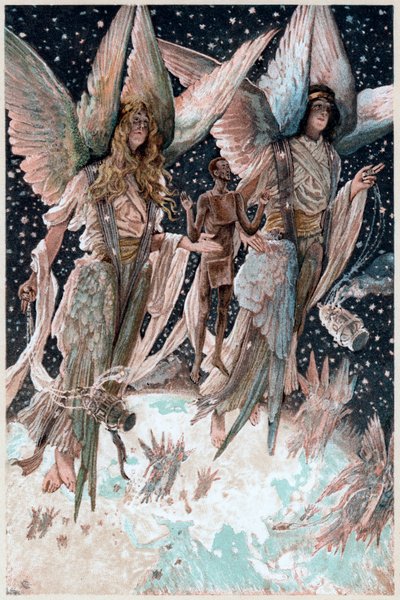 Âme du voleur pénitent portée au paradis par des anges avec des encensoirs brûlants, 1897 - James Tissot