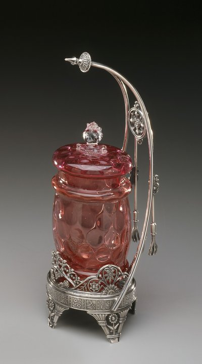 Pot à cornichons sur support avec pinces, c.1885 - James W. Tufts Co.