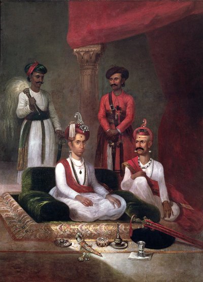 Madhu Rao Narayan, le Peshwa Marathe avec Nana Fadnavis et des assistants, Poona, 1792 - James Wales