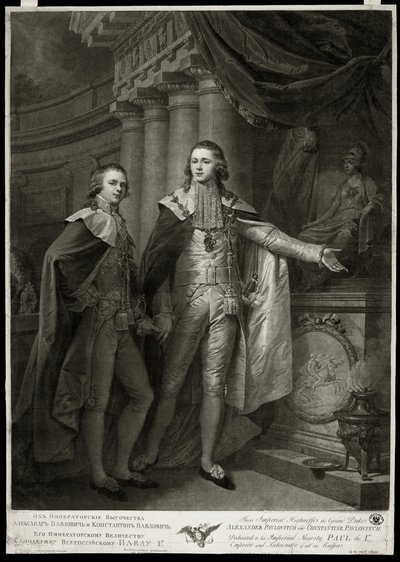 Portraits des Grands Ducs de Russie Alexandre I Pavlovitch et Constantin Pavlovitch - James Walker