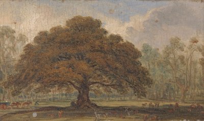 Paysage avec des cerfs sous 