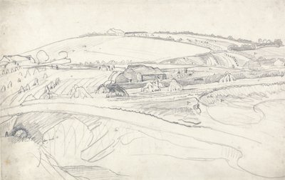 Paysage avec ferme et gerbes de maïs - James Ward