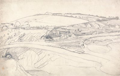 Paysage avec ferme et tiges de maïs - James Ward