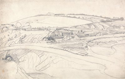 Paysage avec une ferme et des épis de maïs - James Ward