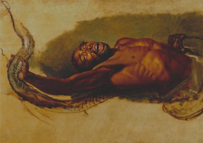 Homme aux prises avec un Boa Constrictor, étude pour "Le serpent de Liboya saisissant sa proie". - James Ward