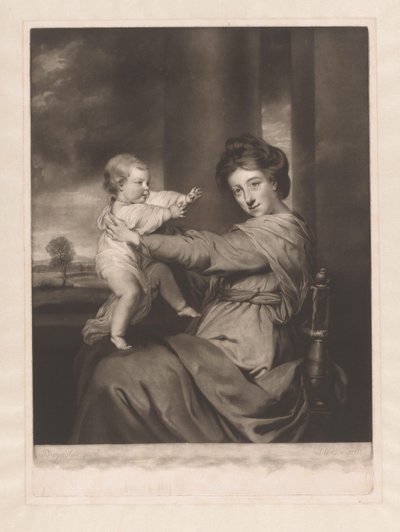 Portrait de Caroline Spencer avec sa fille Caroline - James Watson (prentmaker)