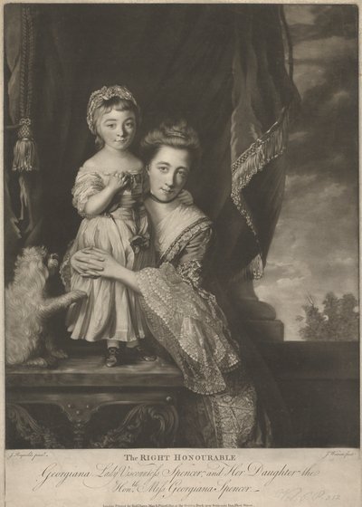 Margaret Georgiana Spencer, (née Poyntz), Comtesse Spencer, et sa fille, Georgiana Cavendish, (née Spencer), Duchesse de Devonshire - James Watson