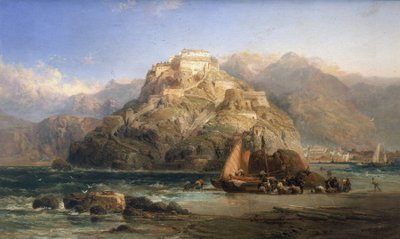 Vue de Saint-Sébastien (Espagne), au centre, le mont Urgull et les bâtiments du château de Santa Cruz de la Mota - James Webb