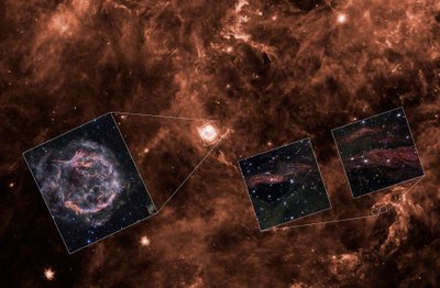 Échos lumineux de Cassiopée A (dans le contexte de Spitzer) - James Webb Space Telescope (NASA)