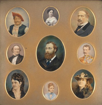 Neuf portraits dans passe-partout original, années 1880 - James William Bailey