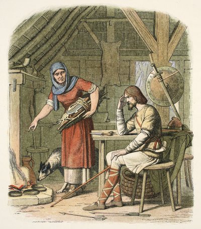 Alfred dans la chaumière du vacher, c.AD 878, de A Chronicle of England BC 55 to AD 1485, pub. Londres - James William Edmund Doyle