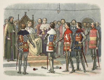 Arundel, Gloucester, Nottingham, Derby et Warwick devant Richard II, de A Chronicle of England BC 55 to AD 1485, pub. Londres - James William Edmund Doyle