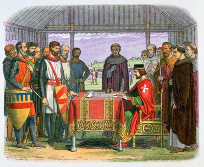 Illustration du roi Jean signant la Magna Carta - James William Edmund Doyle
