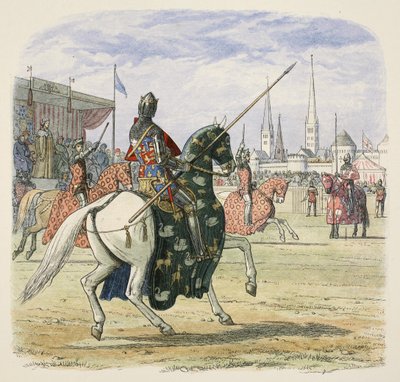 Richard II arrête le duel entre Hereford et Norfolk, de A Chronicle of England BC 55 to AD 1485, pub. Londres - James William Edmund Doyle