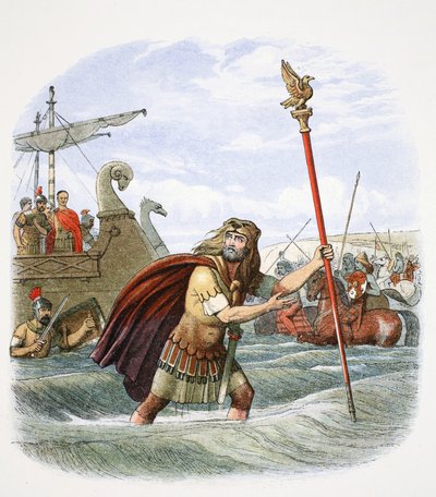 Le porte-étendard romain de la 10e légion débarquant en Bretagne, 55 av. J.-C., 1864 - James William Edmund Doyle
