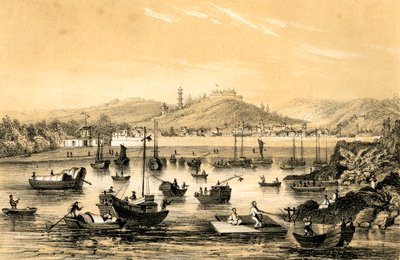 Ningbo, un des cinq ports ouverts par le dernier traité au commerce britannique, Chine, 1847 - James William Giles
