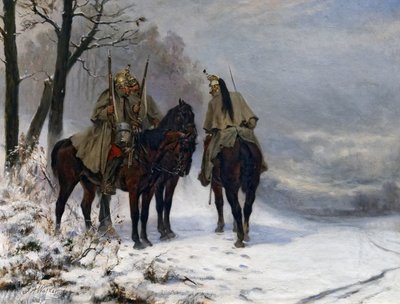 Patrouille de dragons dans le champ en 1870, c.1890 - James William Walker
