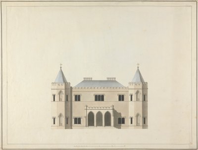 Cinq dessins pour une maison de style gothique : Élévation - James Wyatt