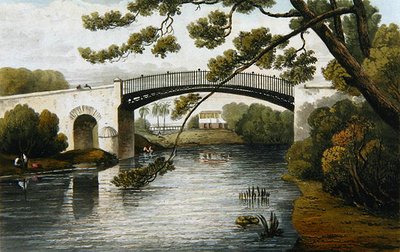 Pont sur le Rio Cobre, Spanish Town, de A Picturesque Tour of the Island of Jamaica, gravé par J. Cartwright, 1824 - James after Hakewill