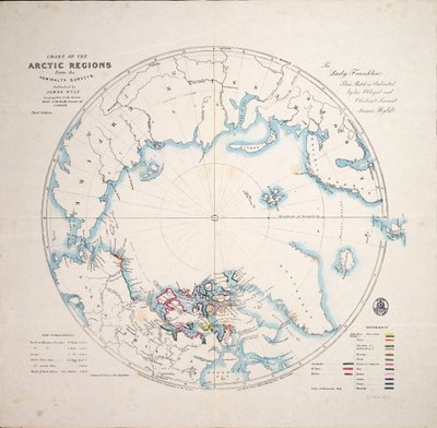 Carte des régions arctiques des relevés de l