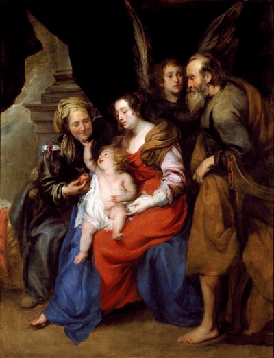 Portrait de la Sainte Famille avec Sainte Anne, mère de Marie et un ange - Jan Roos