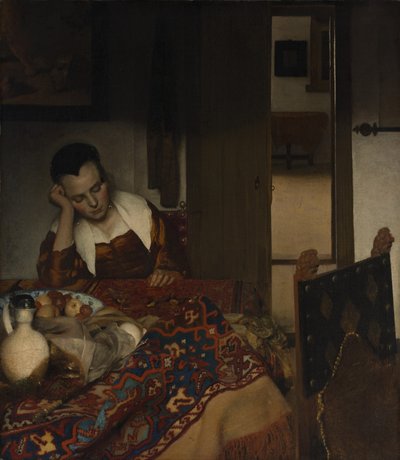 Fille endormie à une table - Johannes Vermeer