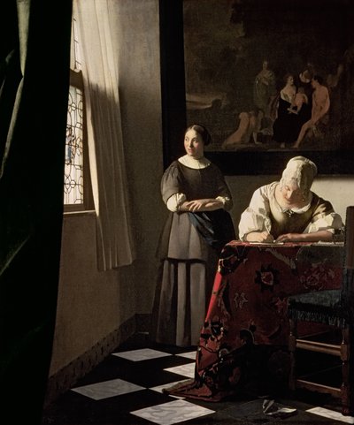 Dame écrivant une lettre avec sa servante, c.1670 - Johannes Vermeer