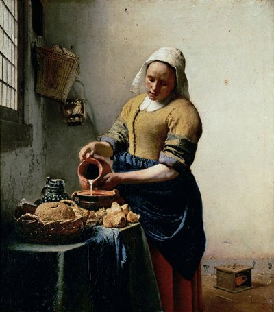 La laitière ... (peinture sur toile) - Jan (1632-75) Vermeer