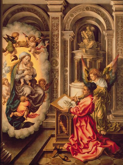 Saint Luc peignant la Vierge Marie, c.1520 - Jan (c.1472 c.1533) Gossaert