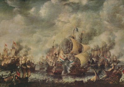 Combat naval entre les Anglais et les Hollandais au large de Ter Heyde, août 1653 - Jan Abrahamsz. Beerstraten