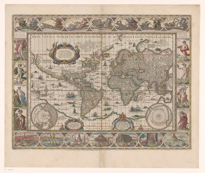 Carte du monde avec bordures décoratives - Jan Aertse van den Ende