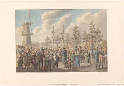 Le marché aux poissons de Rotterdam, 1816 - Jan Anthonie Langendijk Dzn