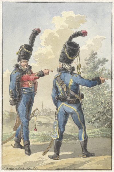 Deux militaires debout - Jan Anthonie Langendijk Dzn