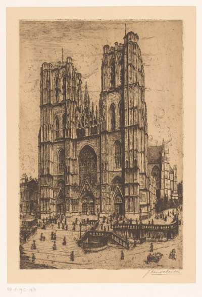 Cathédrale Saint-Michel et Sainte-Gudule à Bruxelles - Jan Antonius van Schooten (signed by artist)