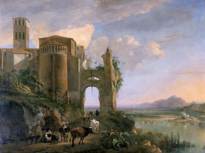 Paysage fluvial avec l