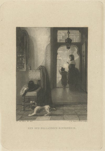 Intérieur avec chien - Jan Baptist Tetar van Elven
