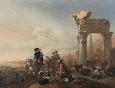 Chasseurs près des ruines - Jan Baptist Weenix