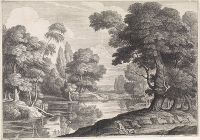 Paysage avec chasseur chassant des canards - Jan Baptist de Wael