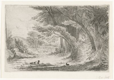 Lisière de forêt avec des lapins - Jan Bos Wz. (signed by artist)