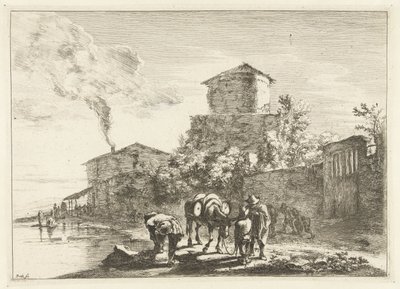Hommes et une mule près de la Via Appia - Jan Both
