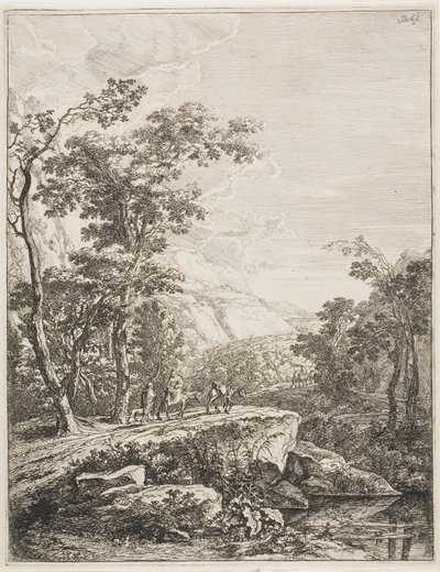 Paysages italiens debout : Femme à la mule - Jan Both