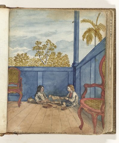 Galerie avec fils Jantje et Bietja, une fille esclave - Jan Brandes