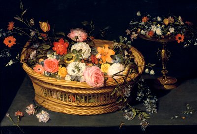 Panier de fleurs et gobelet en argent doré, nature morte, XVIIe siècle - Jan Bruegel the Younger