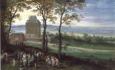 Archiduc Albrecht et Isabelle devant le château de Mariemont - Jan Brueghel the Elder